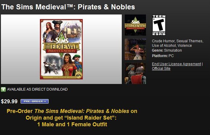 The Sims Medieval Pirates and Nobles expansion The Sims Medieval Pirates and Nobles expansion