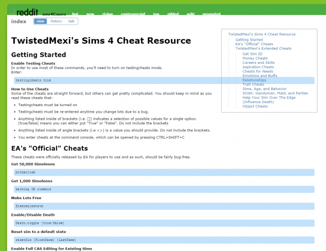 The Sims 4: TwistedMexi's Sims 4 Cheat Resource