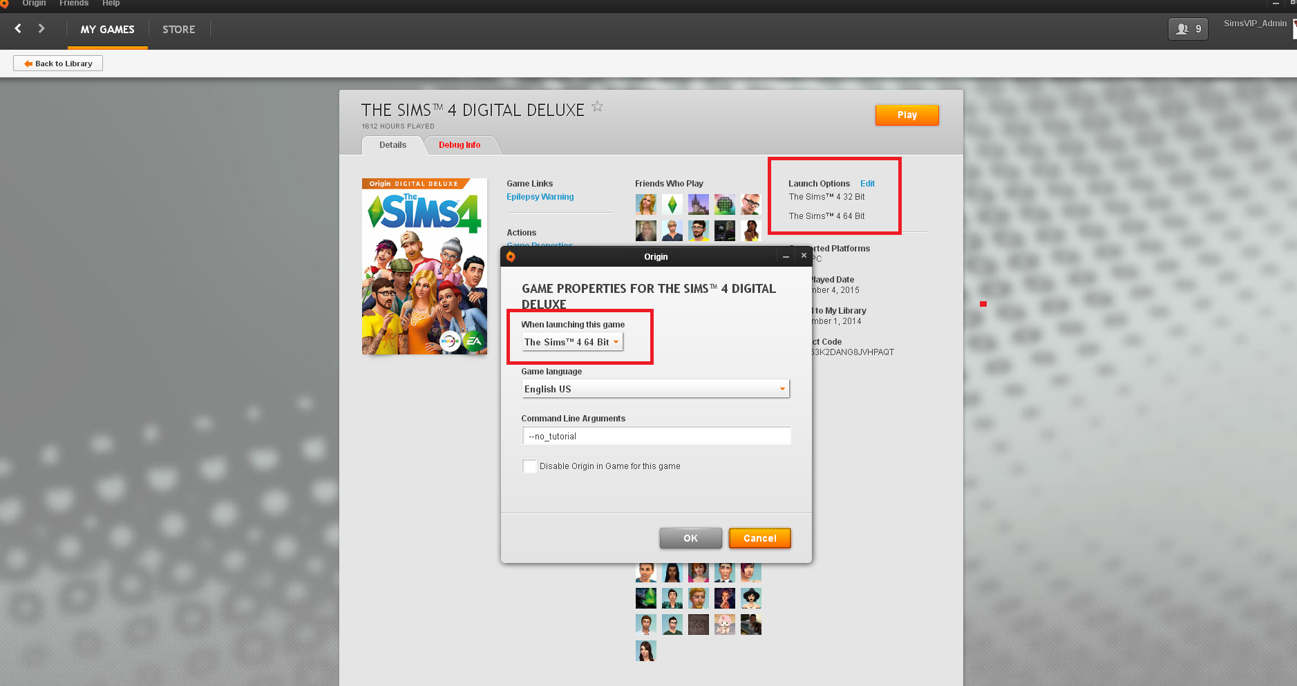 The Sims 4: Selecting 64-bit Option in Origin | SimsVIP