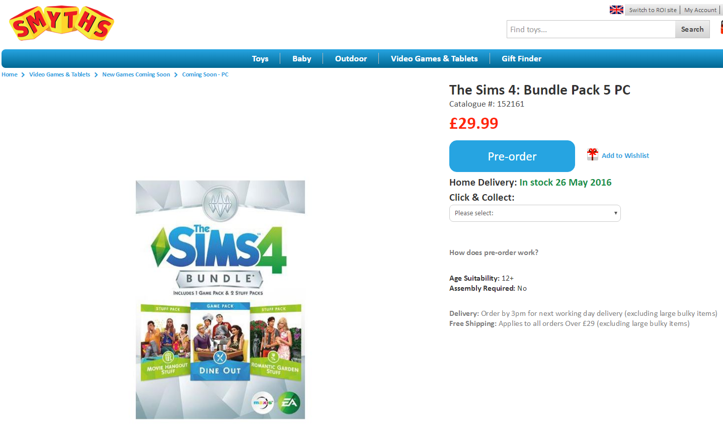 First Details: The Sims 4 "Dine Out" Game Pack Listed on SmythsToys