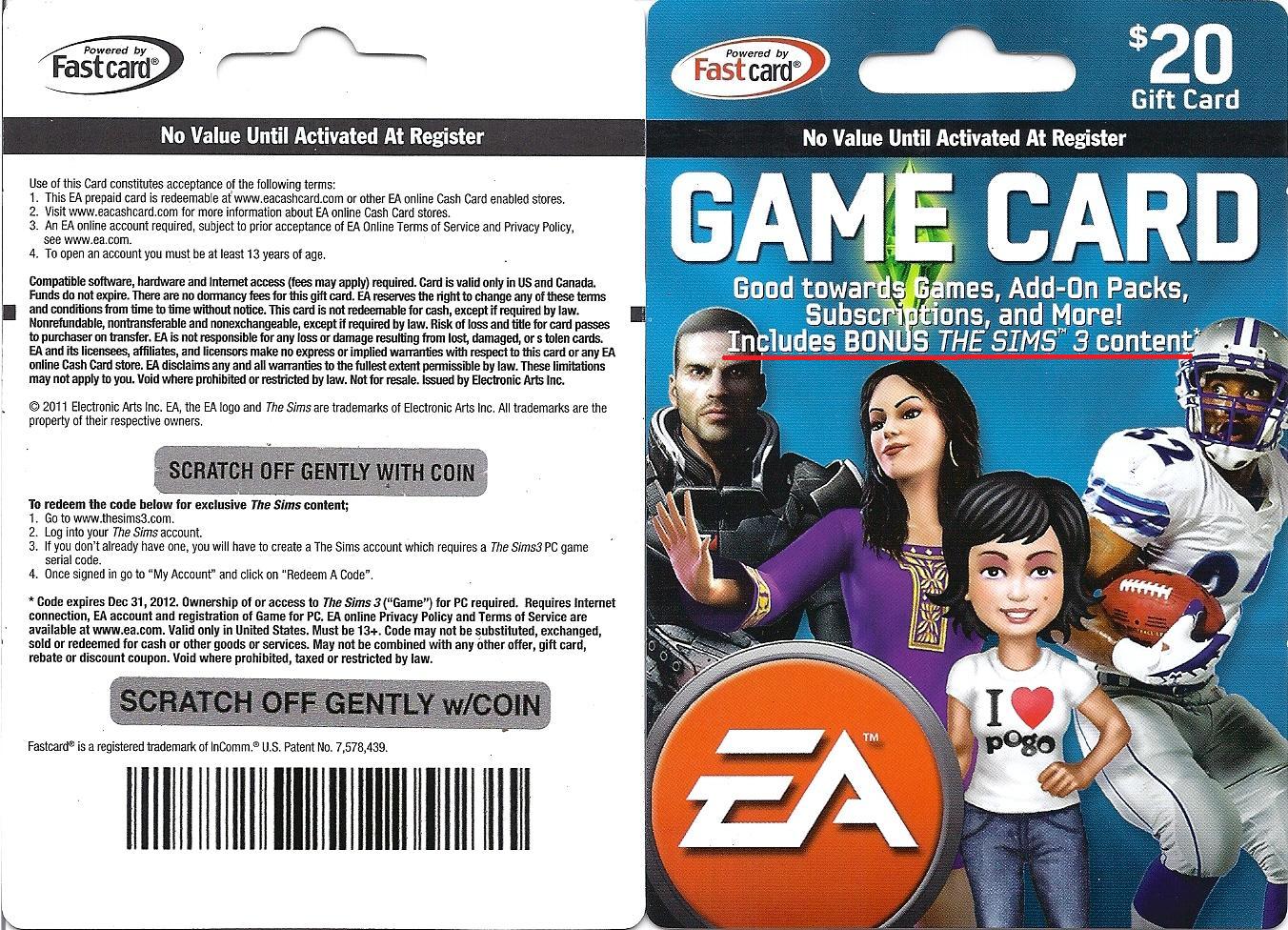 Electronic Arts - EA ORIGIN CASH CARD $20