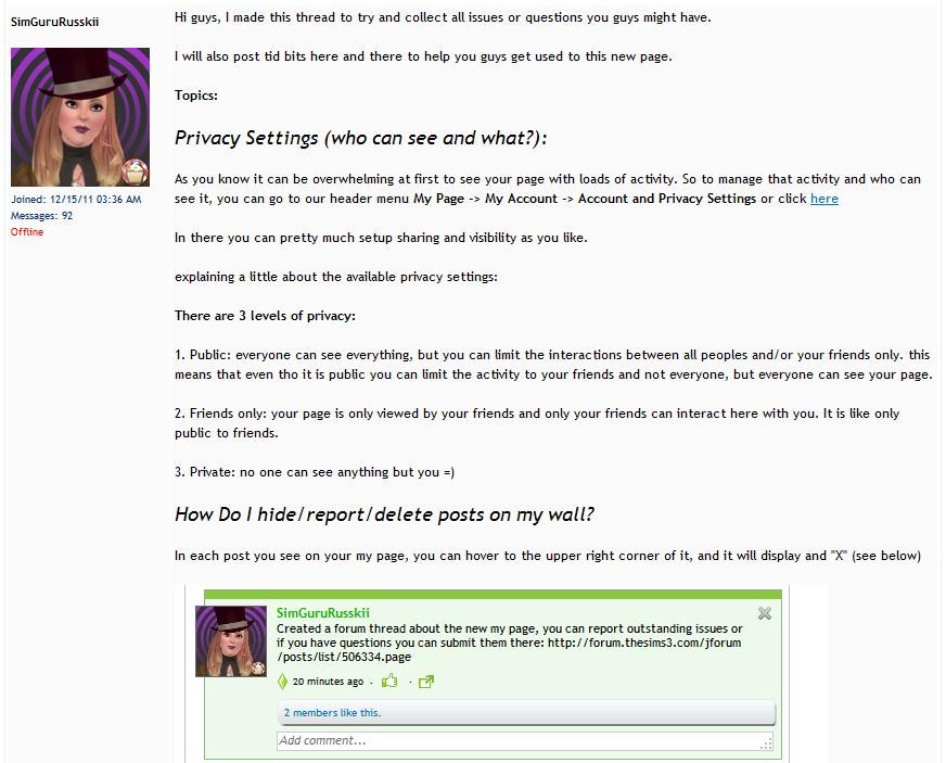 Help & Feedback – New My Page Forum Thread