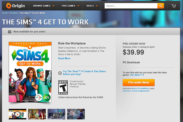 get to work sims 4 origin