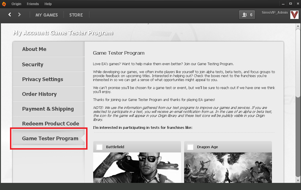 Origin's Game Tester Program Officially Launched