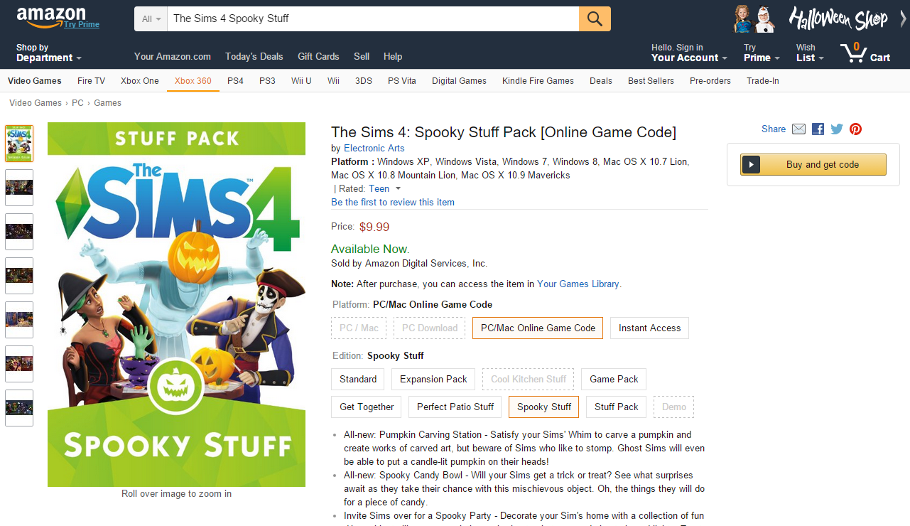 The Sims 4 Spooky Stuff Now Available on Amazon