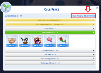 Sims 4 Get Together: Unlimited Club (Perk) Points Cheat by TwistedMexi
