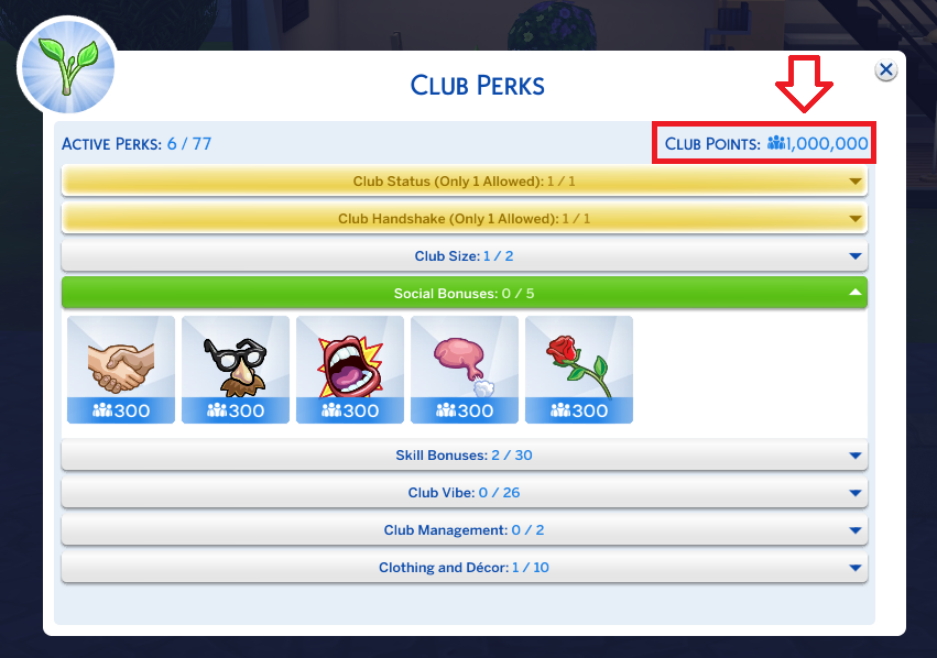 sims 4 club points cheat