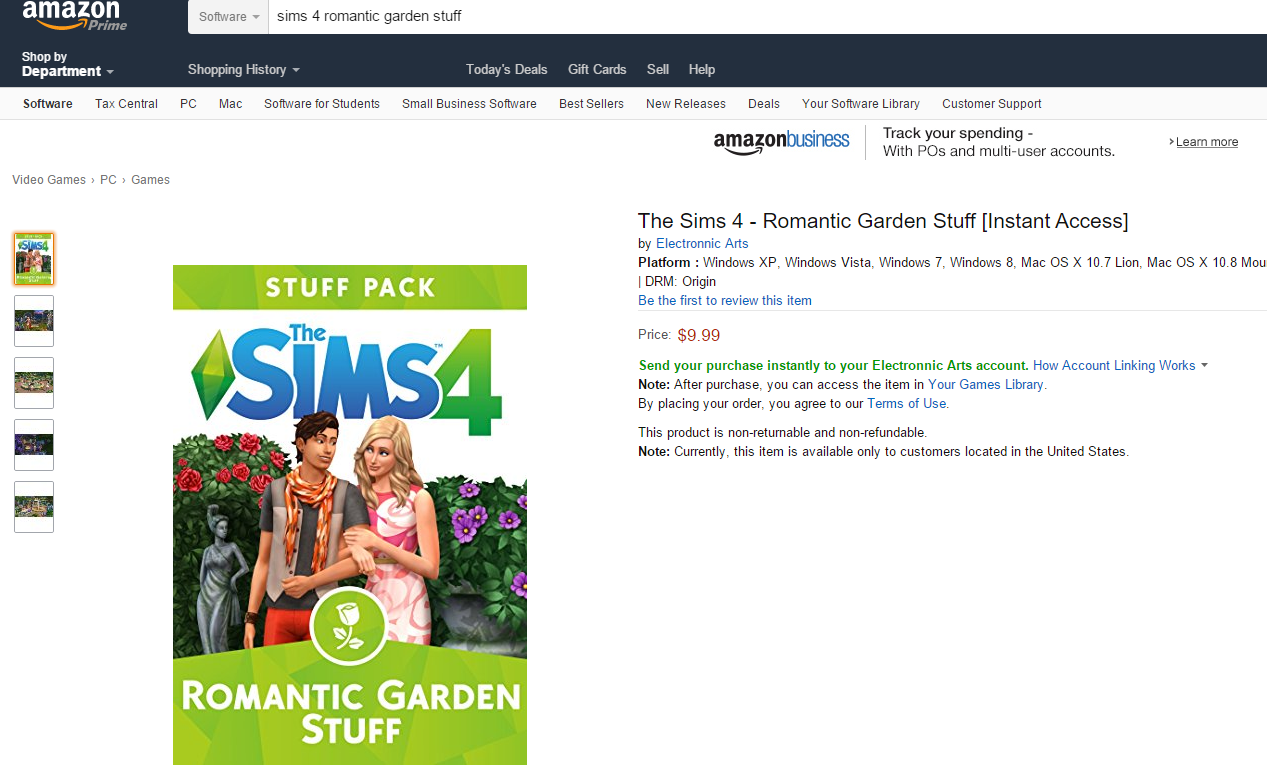 The Sims 4 Romantic Garden Stuff Now Available at Amazon