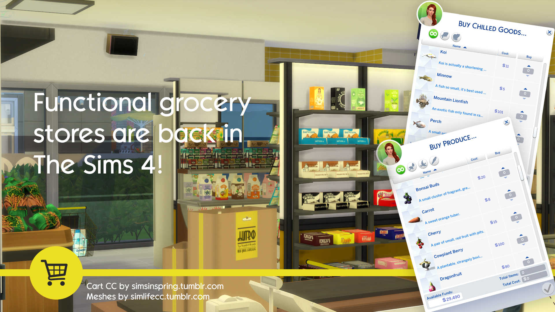 the sims 4 grocery store mod fish freezer