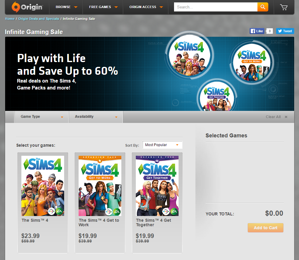 origin sims 4 gift only