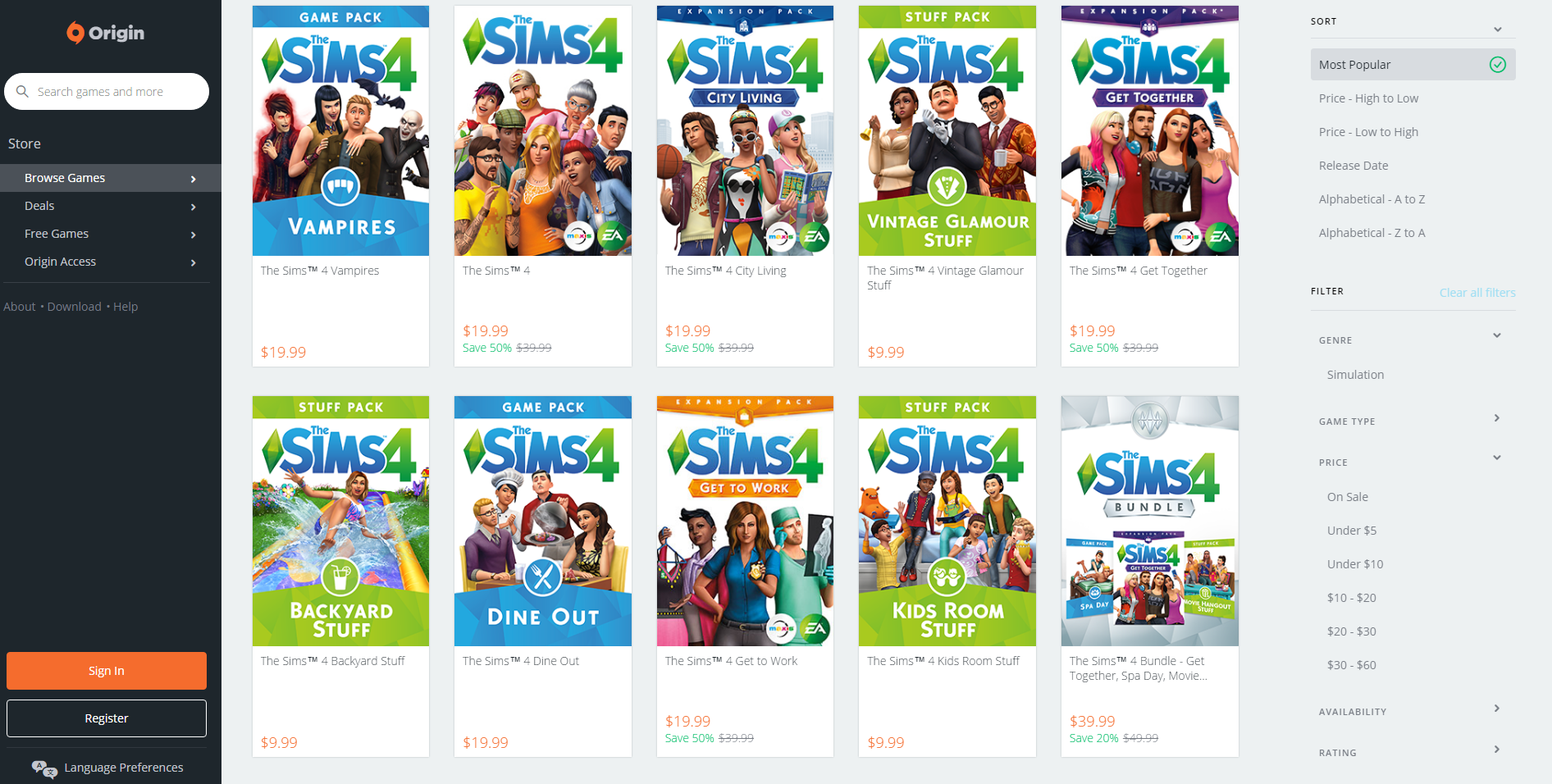 origin the sims 4