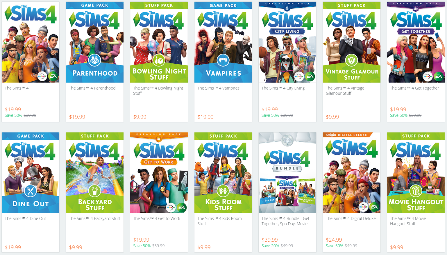 origin sims packs