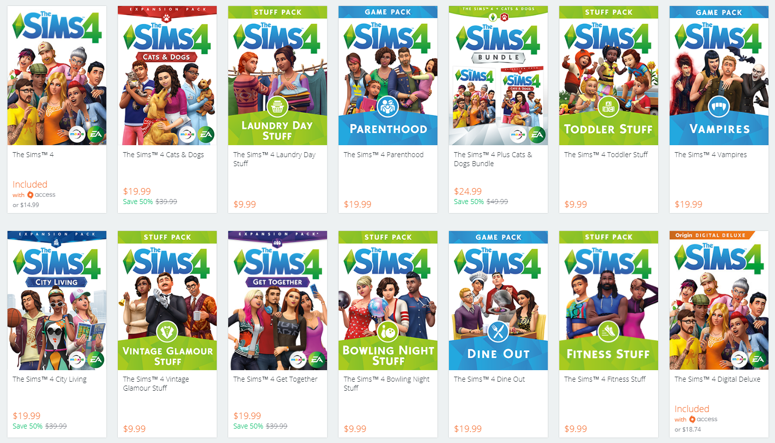 all the sims 4 packs