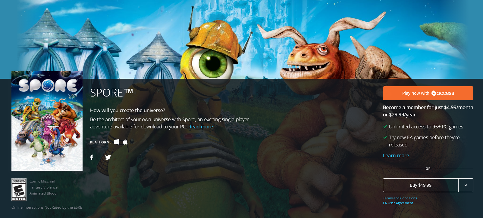 spore pc origin