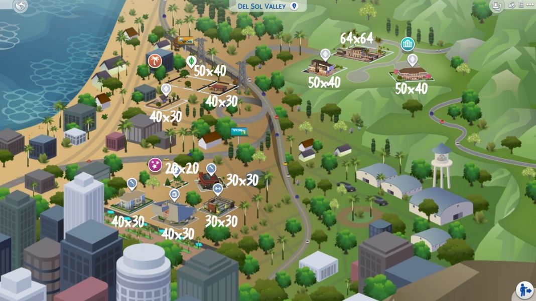 The Sims 4 Get Famous: Del Sol Valley World Map, Lot Sizes, And Icon 