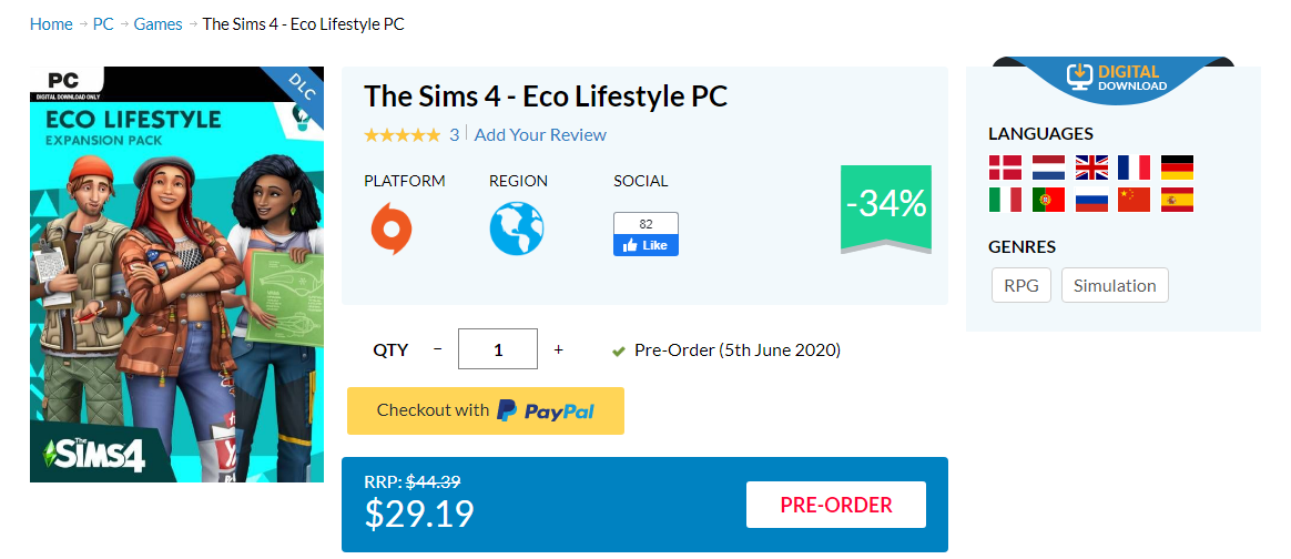 The Sims 4 - For Rent DLC Origin CD Key