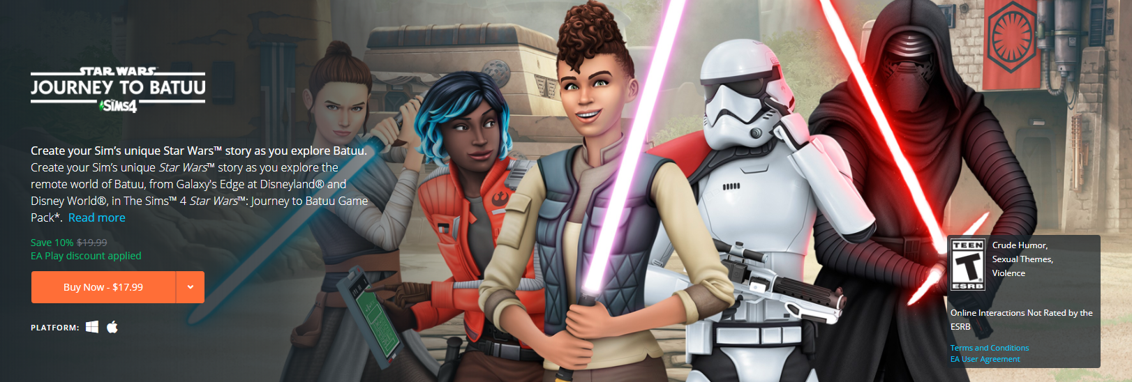 Origin REALLY wants people to buy The Sims 4 Star Wars Game Pack