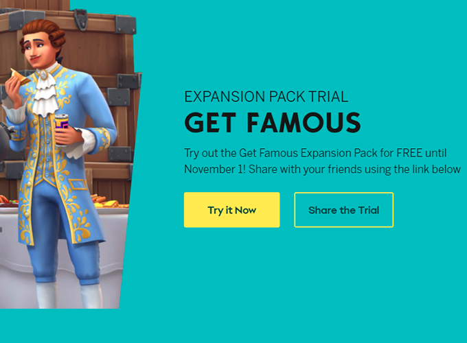 The Sims 4 Get Famous is on a FREE Trial this week!