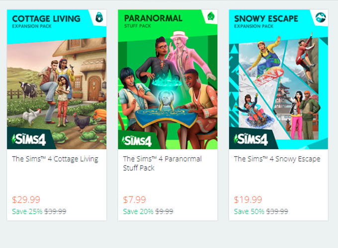 Origin Sale: Save up to 75% on Select Sims 4 Titles