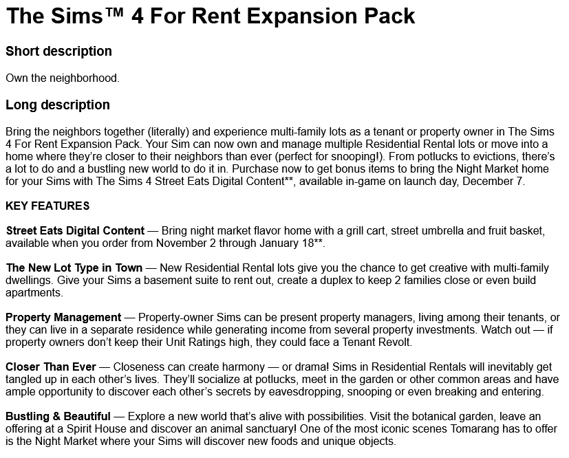 Unofficial Leak: For Rent Is the Next TS4 Expansion Pack